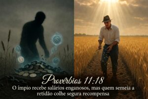 O ímpio recebe salários enganosos, mas quem semeia a retidão colhe segura recompensa. Provérbios 11:18